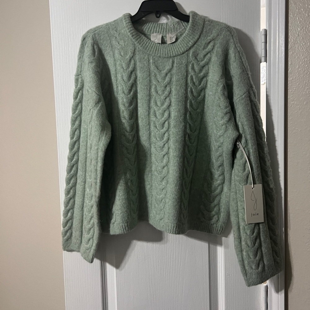 Joie Mint Green Cable Knit Crewneck Sweater